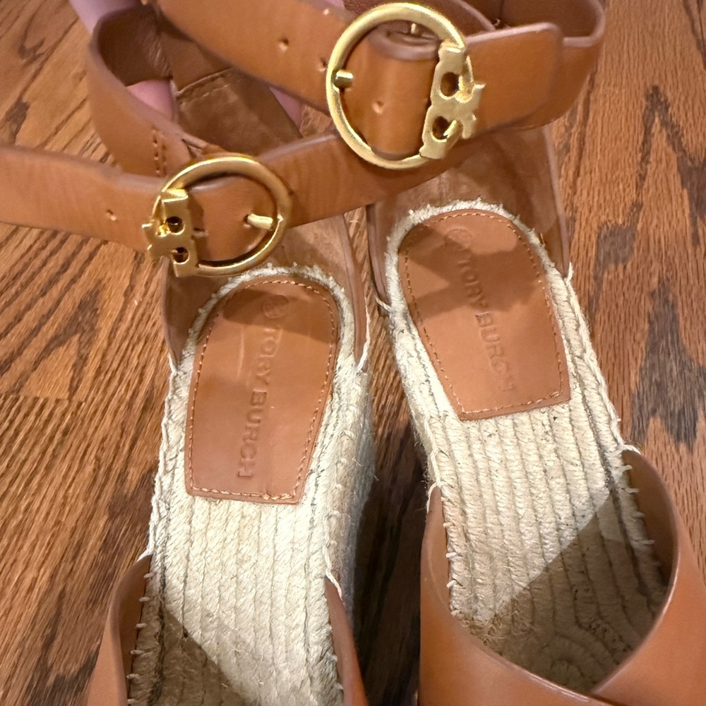 Tory Burch Brown Selby Ambra Leather Wedge Espadrilles - Picture 7 of 10